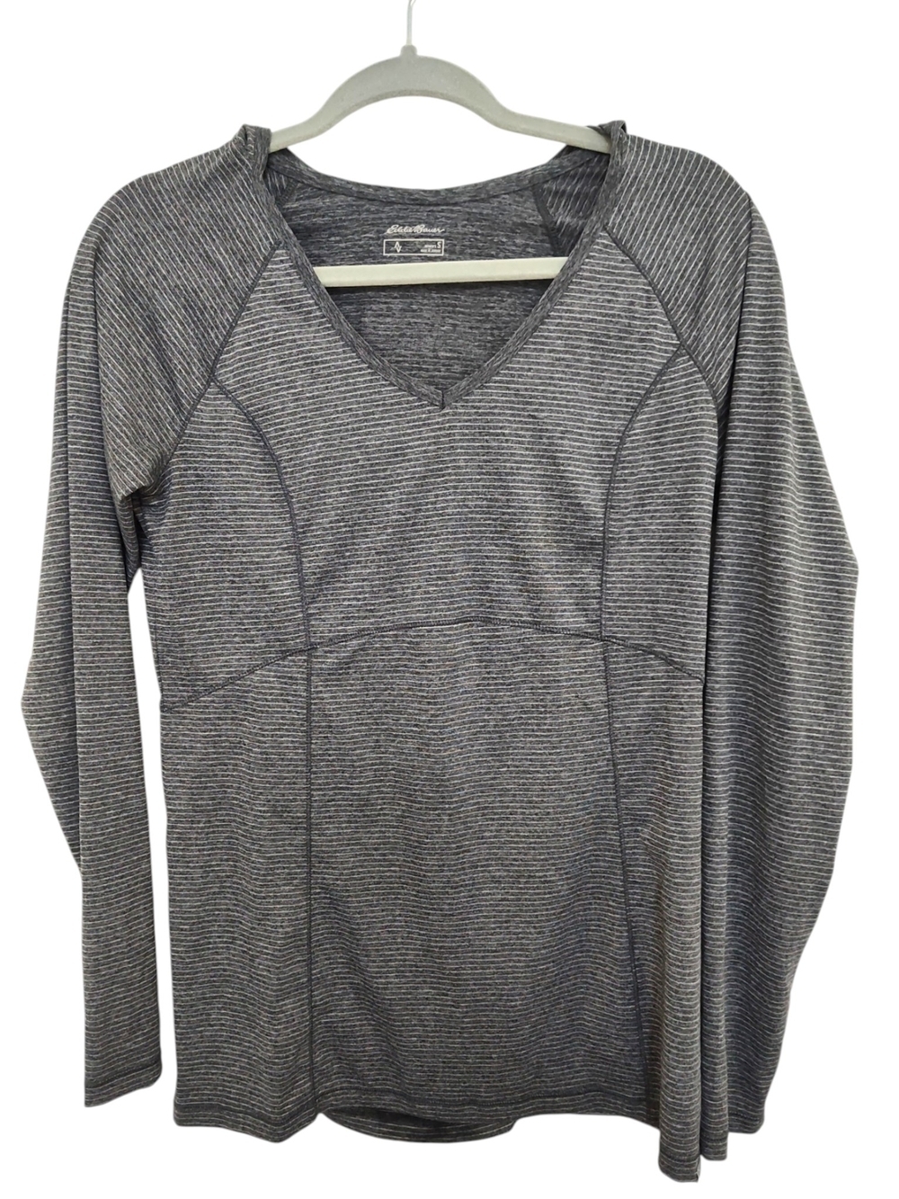 Eddie Bauer Heathered Gray Athletic V-Neck Top, S